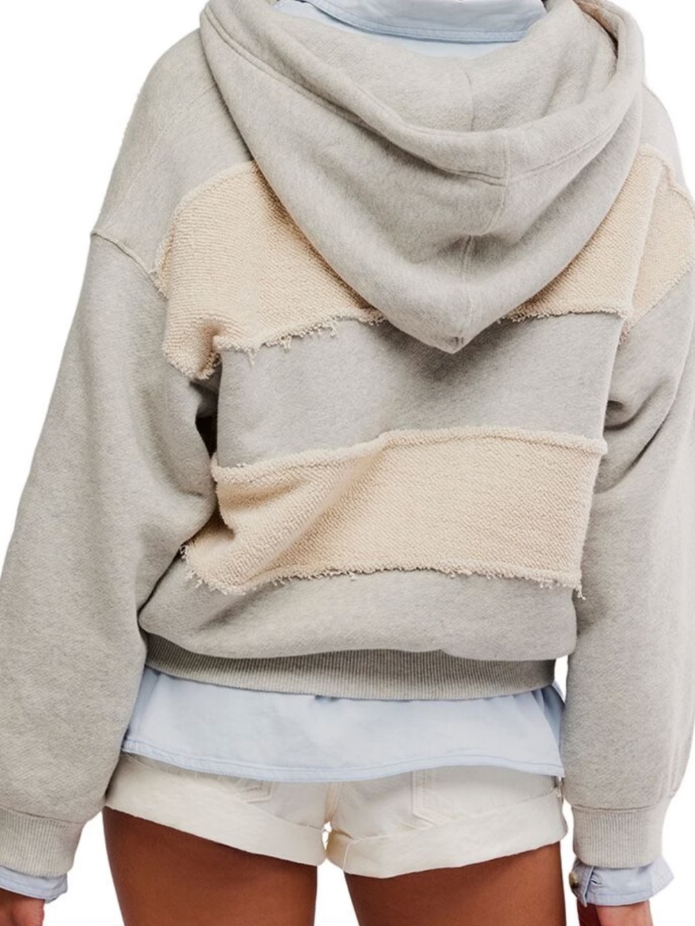 Free People CAMP CRUSH HOODIE in Heather Gray Combo !!!NWT!!!
